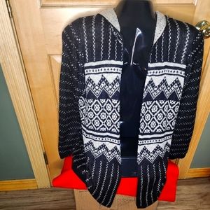 Women's long  hooded open front cardigan